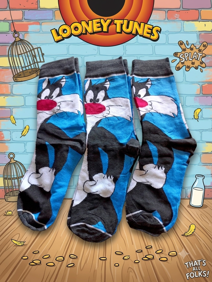 "That's All Folks!" Sylvester socks