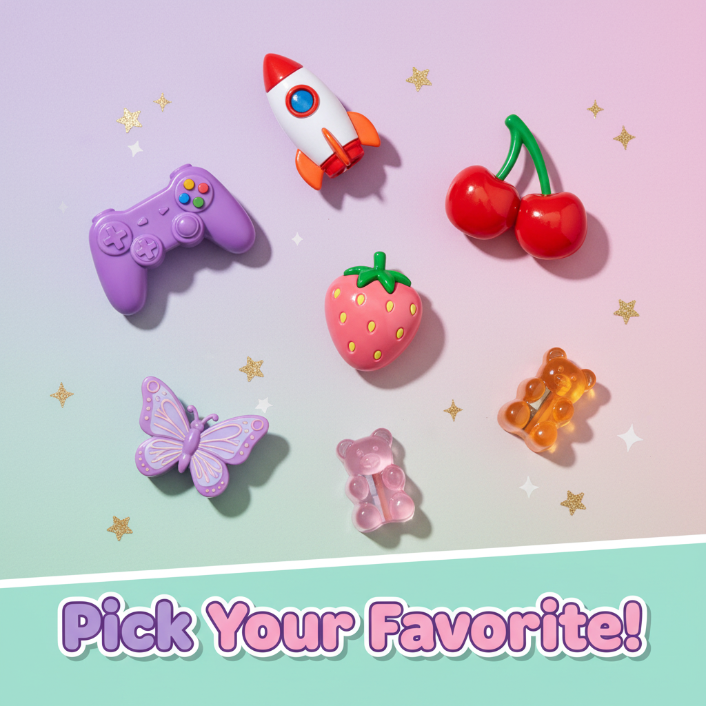 Novelty pencil sharpeners in gaming, fruit and candy designs sold individually