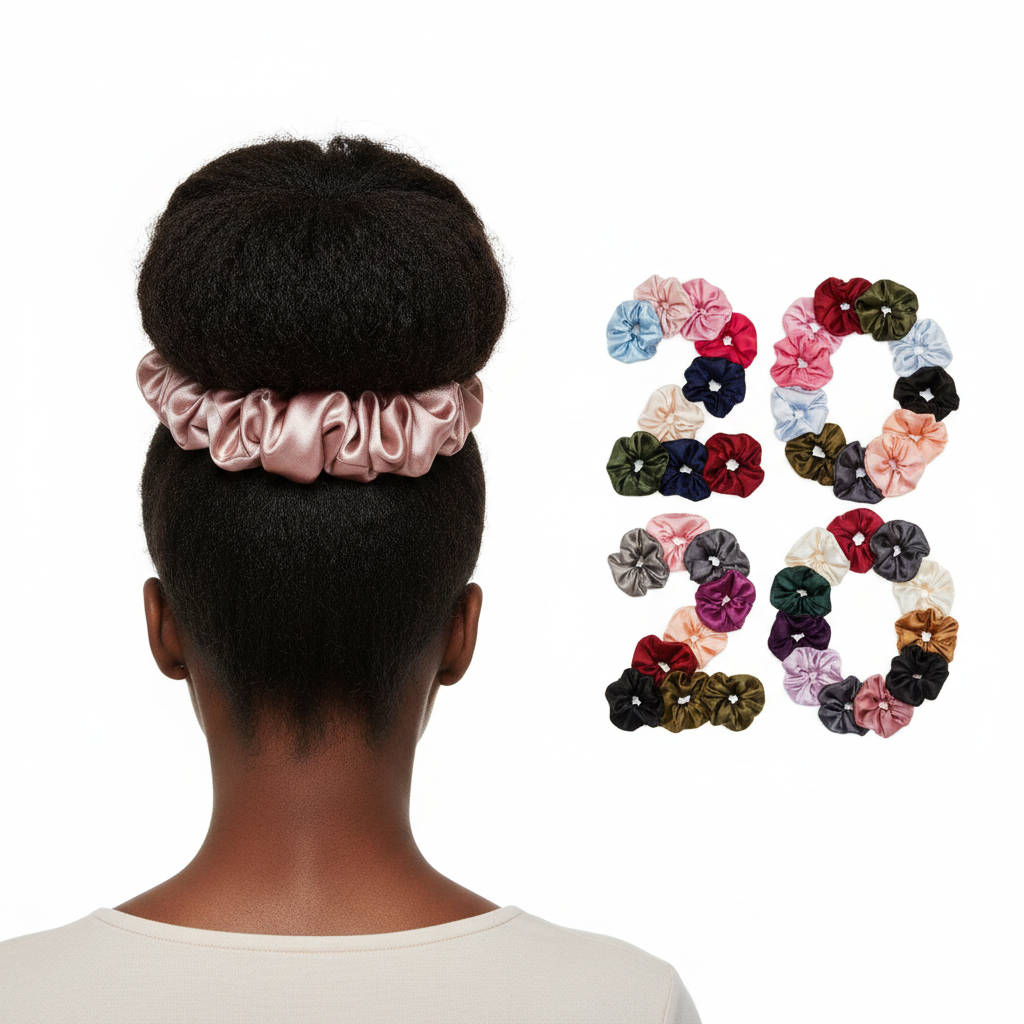 Oversized Satin Scrunchie - African American Model