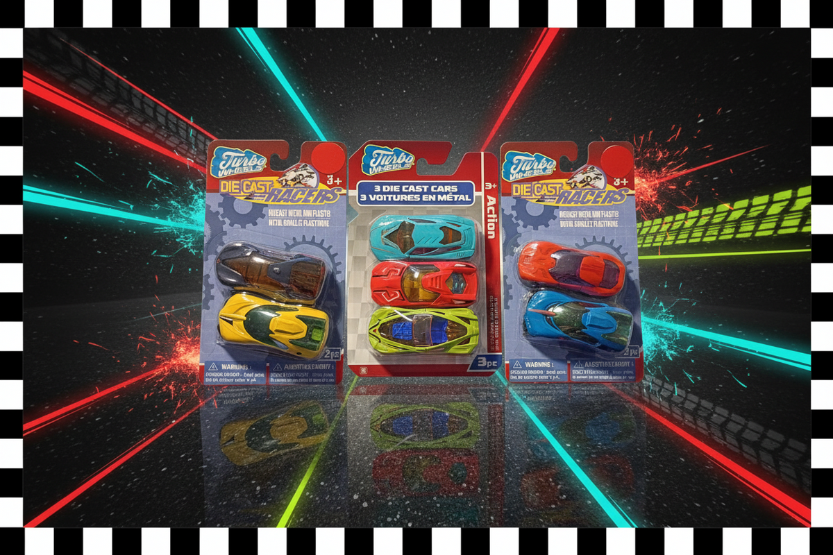 Turbo Wheels Die Cast Racers – 2pc & 3pc Packs | Kids Toy Cars